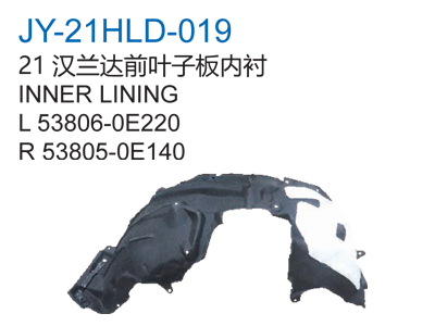 21汉兰达前叶子板内衬